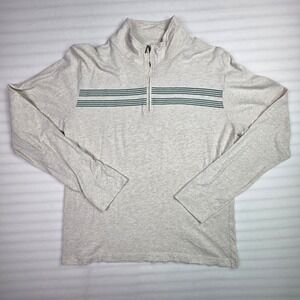 Fossil Mens Large Quarter Zip Pullover Long Sleeve Cotton Heather Oatmeal Green